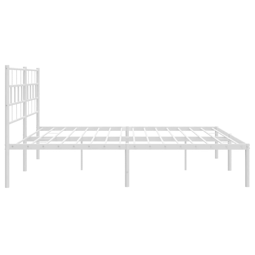 Bed frame with headboard metal white 183x213 cm