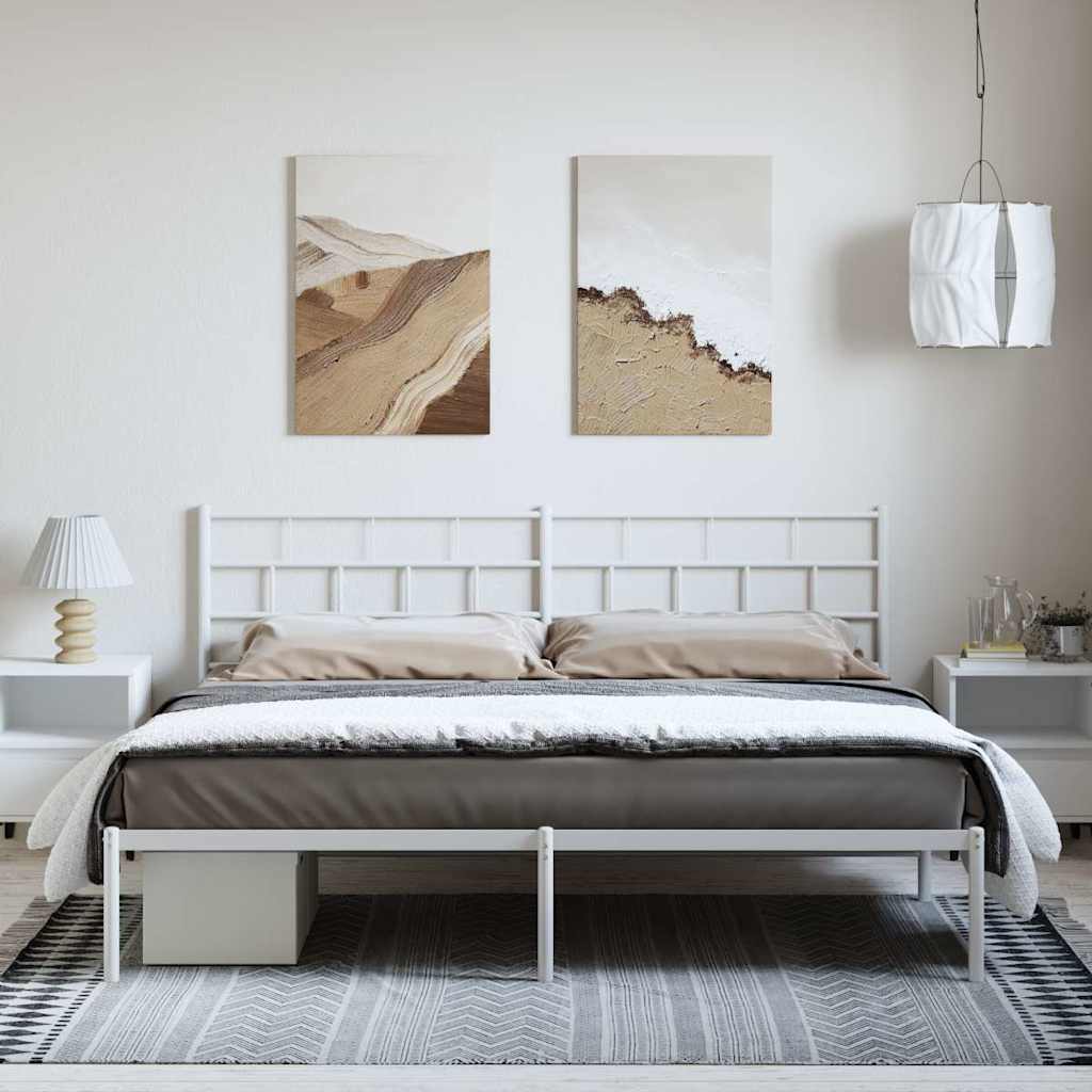 Bettgestell mit Kopfteil Metall Weiß 193x203 cm