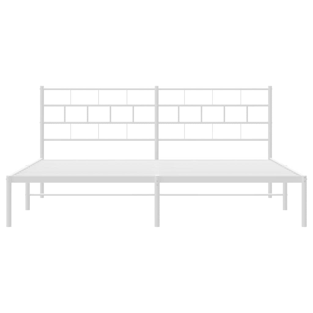 Bettgestell mit Kopfteil Metall Weiß 193x203 cm
