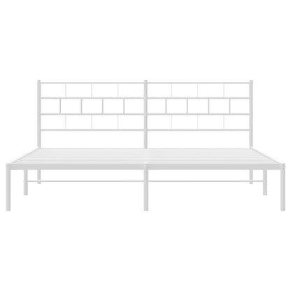 Bettgestell mit Kopfteil Metall Weiß 193x203 cm