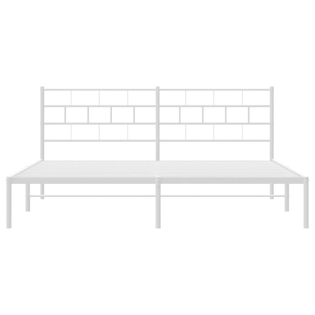 Bed frame with headboard metal white 193x203 cm