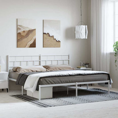 Bettgestell mit Kopfteil Metall Weiß 193x203 cm