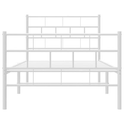 Bettgestell mit Kopf- und Fußteil Metall Weiß 100x200 cm