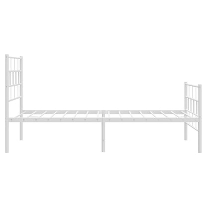 Bettgestell mit Kopf- und Fußteil Metall Weiß 100x200 cm