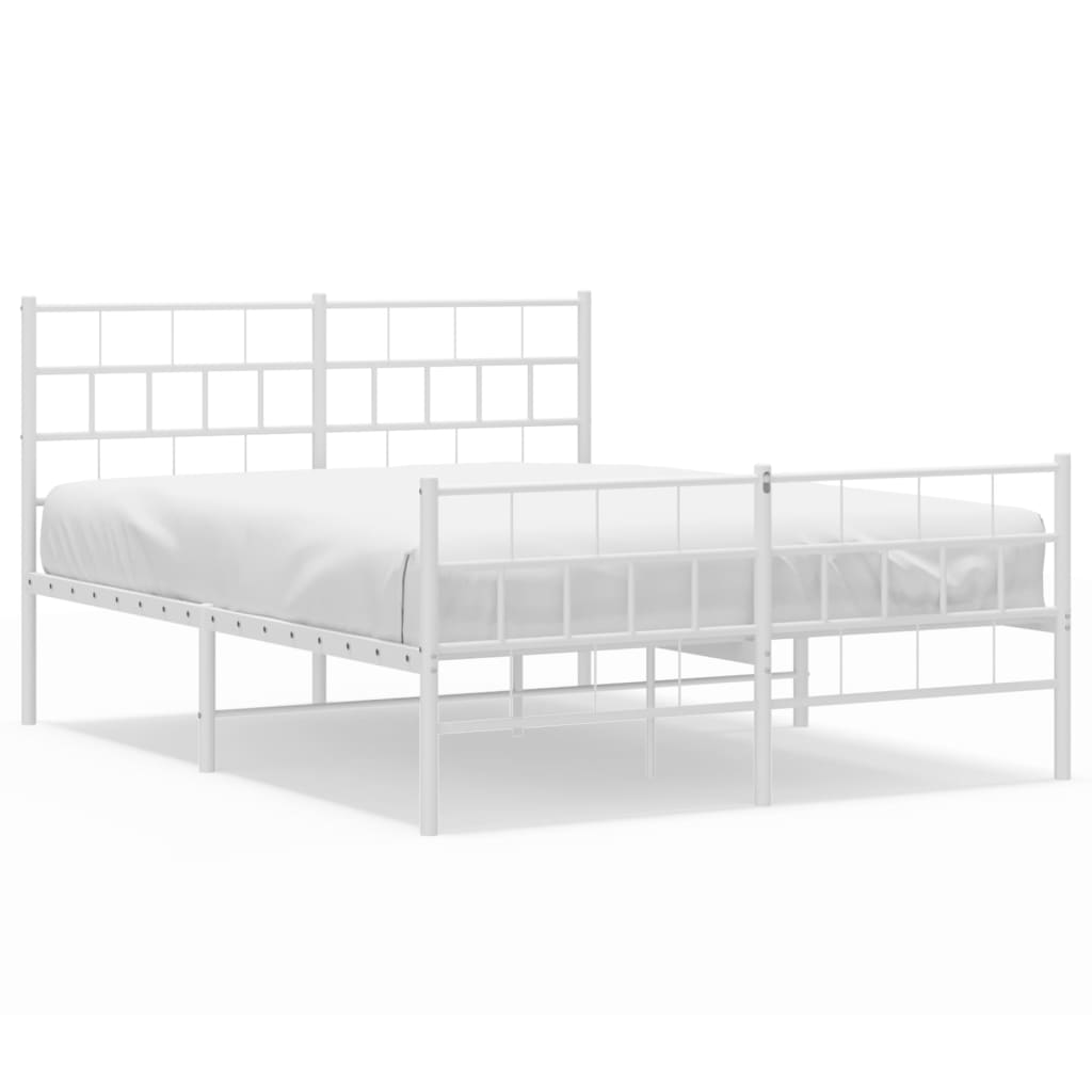 Bed frame with head and footboard metal white 120x200 cm