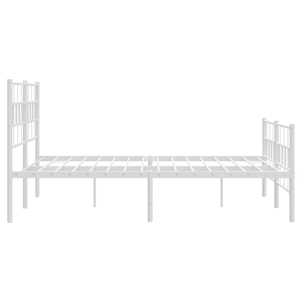 Bed frame with head and footboard metal white 120x200 cm