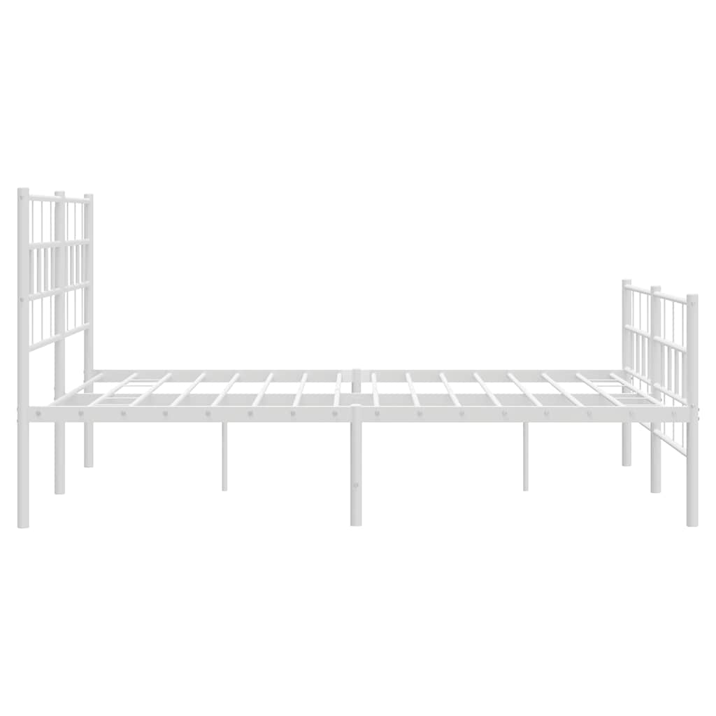 Bed frame with head and footboard metal white 135x190 cm