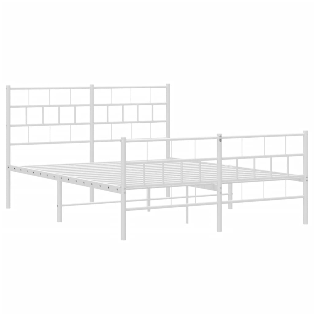 Bed frame with head and footboard metal white 140x190 cm