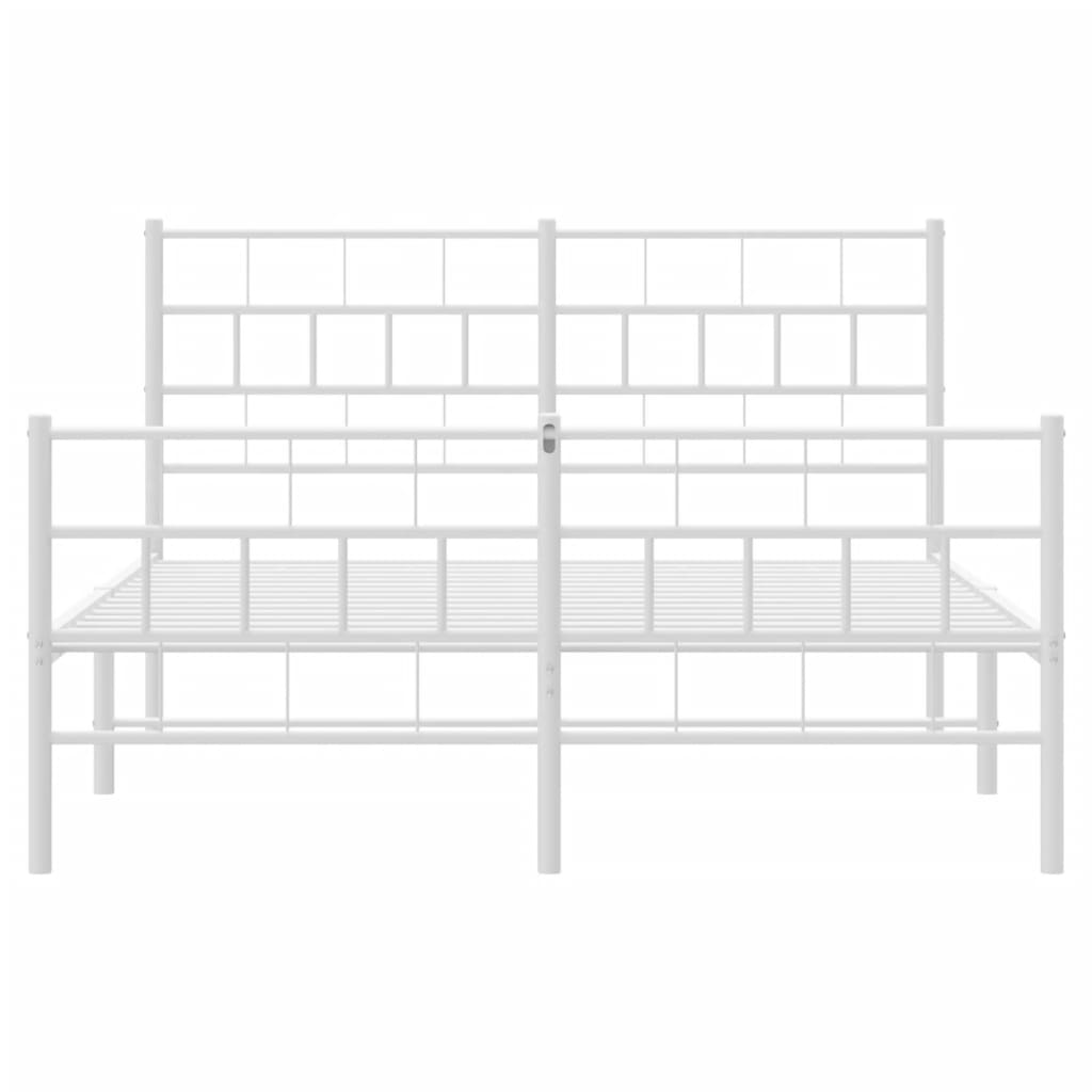 Bed frame with head and footboard metal white 140x190 cm