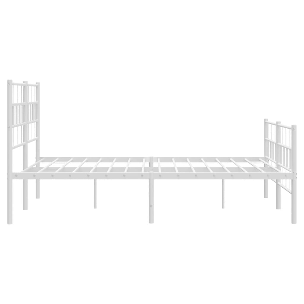 Bed frame with head and footboard metal white 140x190 cm
