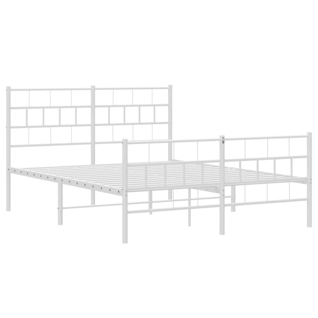 Bed frame with head and footboard metal white 140x200 cm