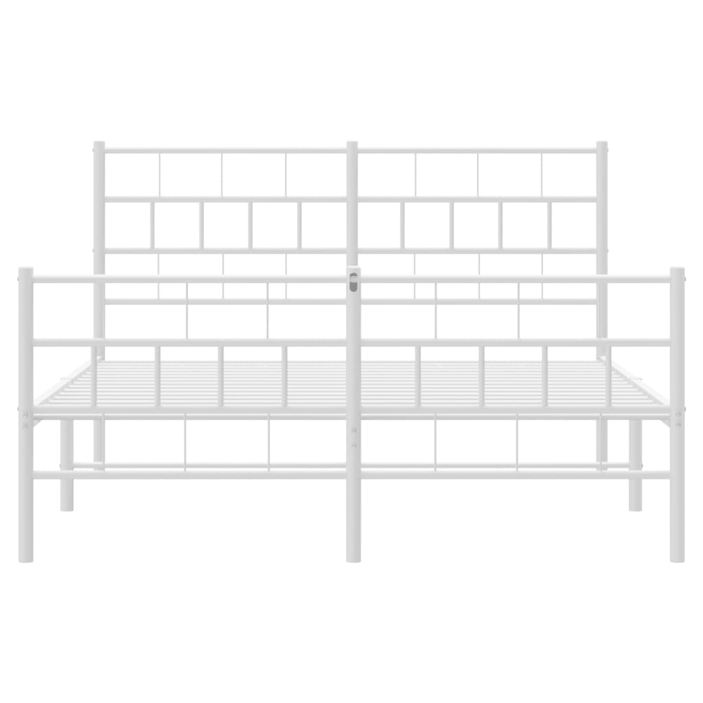 Bed frame with head and footboard metal white 140x200 cm