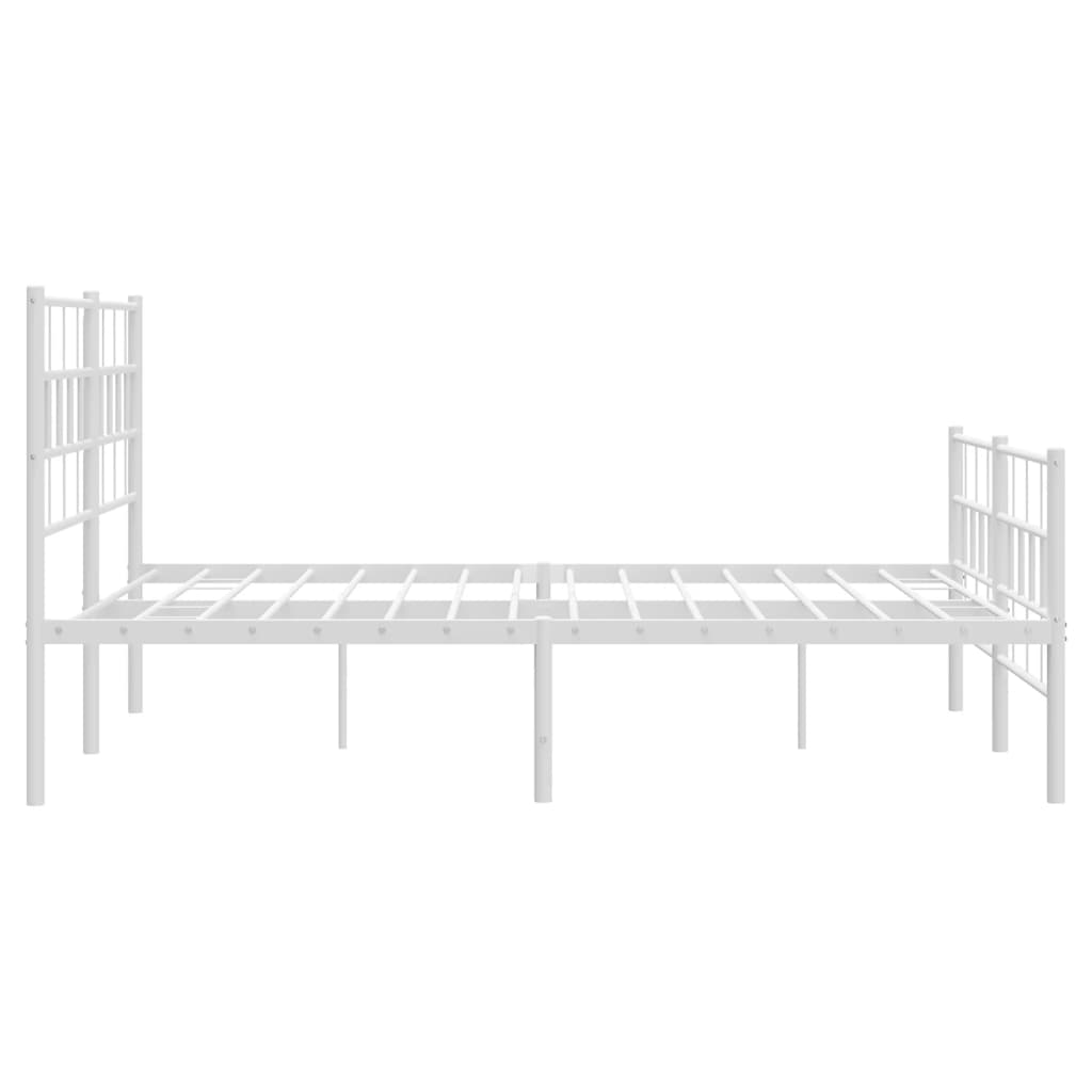 Bed frame with head and footboard metal white 140x200 cm