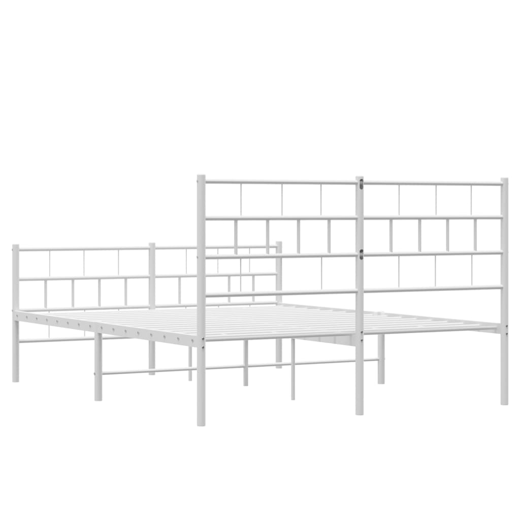 Bed frame with head and footboard metal white 140x200 cm