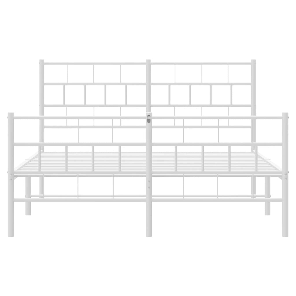 Bed frame with head and footboard metal white 150x200 cm