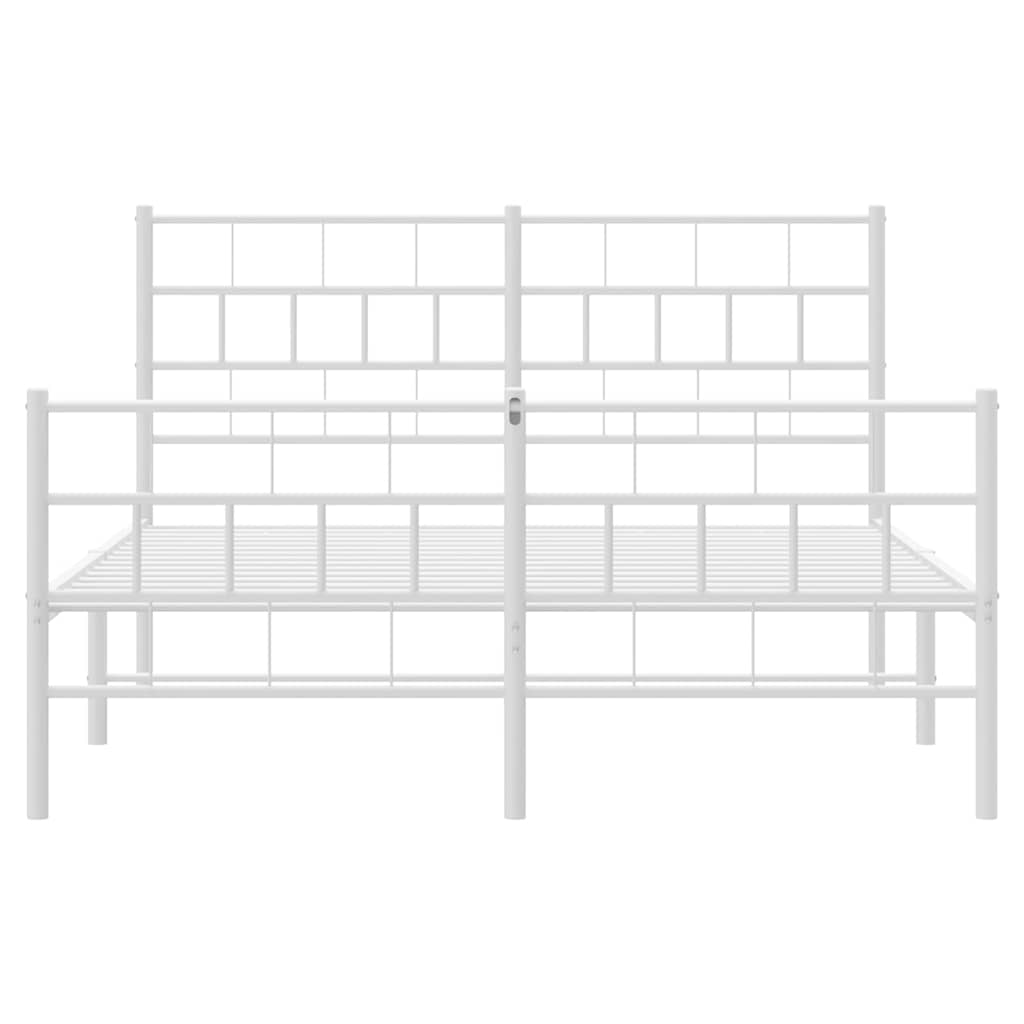 Bettgestell mit Kopf- und Fußteil Metall Weiß 150x200 cm