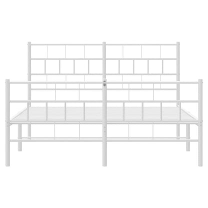 Bettgestell mit Kopf- und Fußteil Metall Weiß 150x200 cm