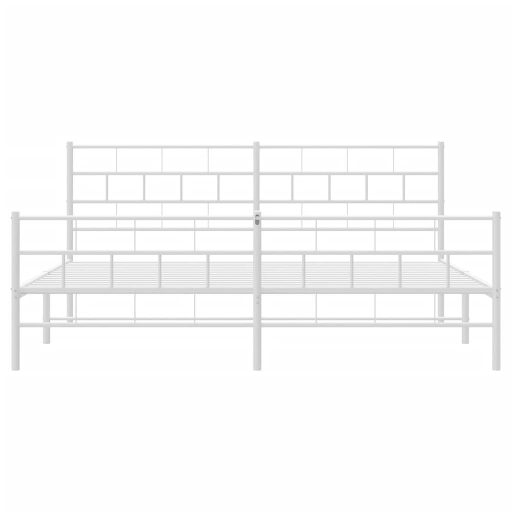 Bed frame with head and footboard metal white 183x213 cm