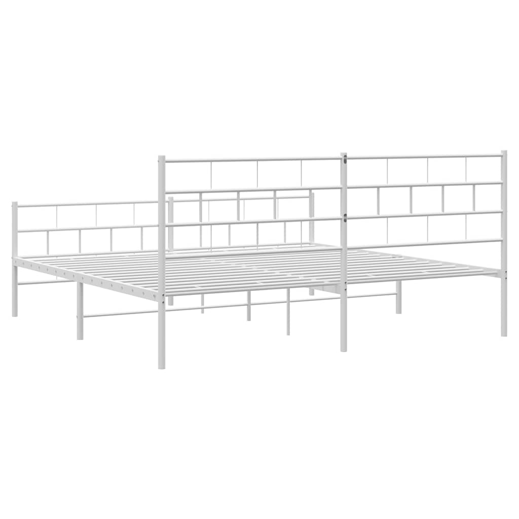 Bed frame with head and footboard metal white 183x213 cm
