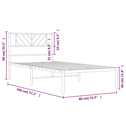 Bettgestell mit Kopfteil Metall Schwarz 75x190 cm