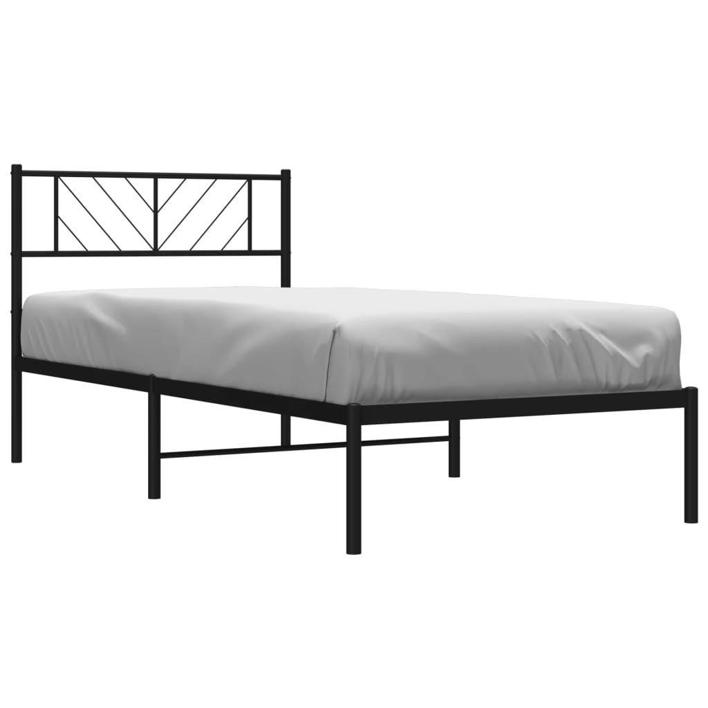 Bed frame with headboard metal black 90x190 cm