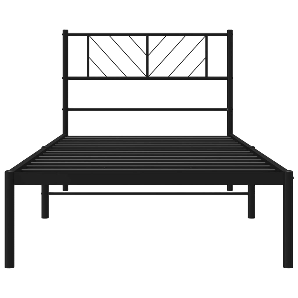 Bed frame with headboard metal black 90x190 cm