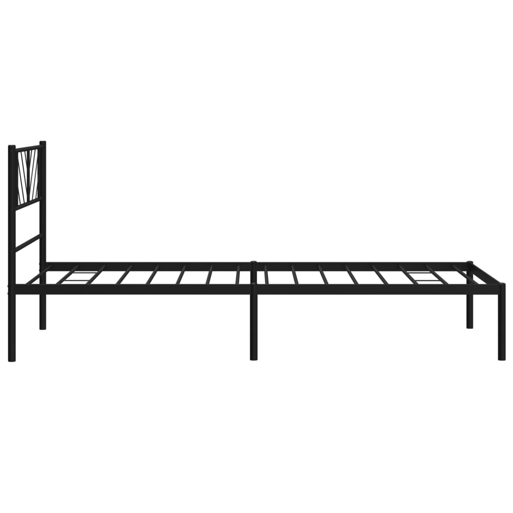 Bed frame with headboard metal black 90x190 cm
