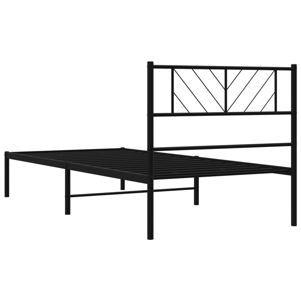 Bed frame with headboard metal black 90x190 cm