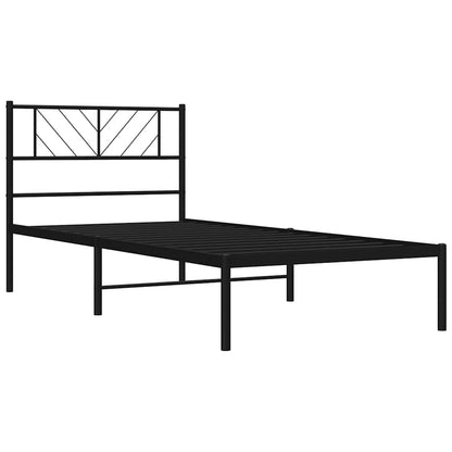 Bettgestell mit Kopfteil Metall Schwarz 100x190 cm