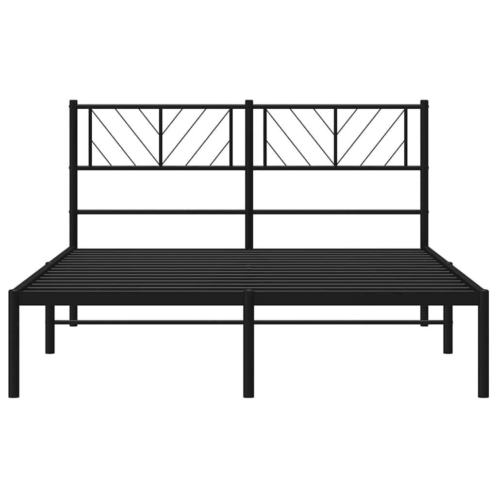 Bettgestell mit Kopfteil Metall Schwarz 135x190 cm
