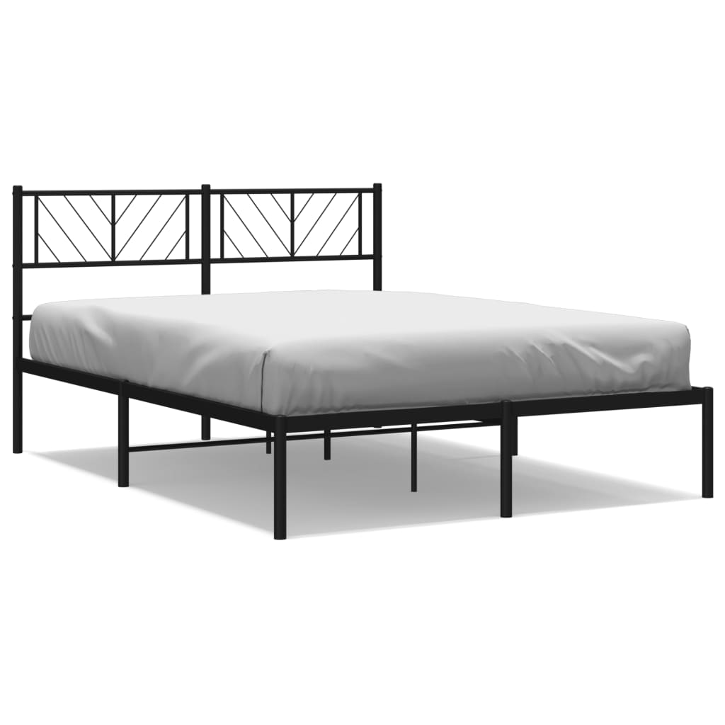 Bed frame with headboard metal black 140x200 cm