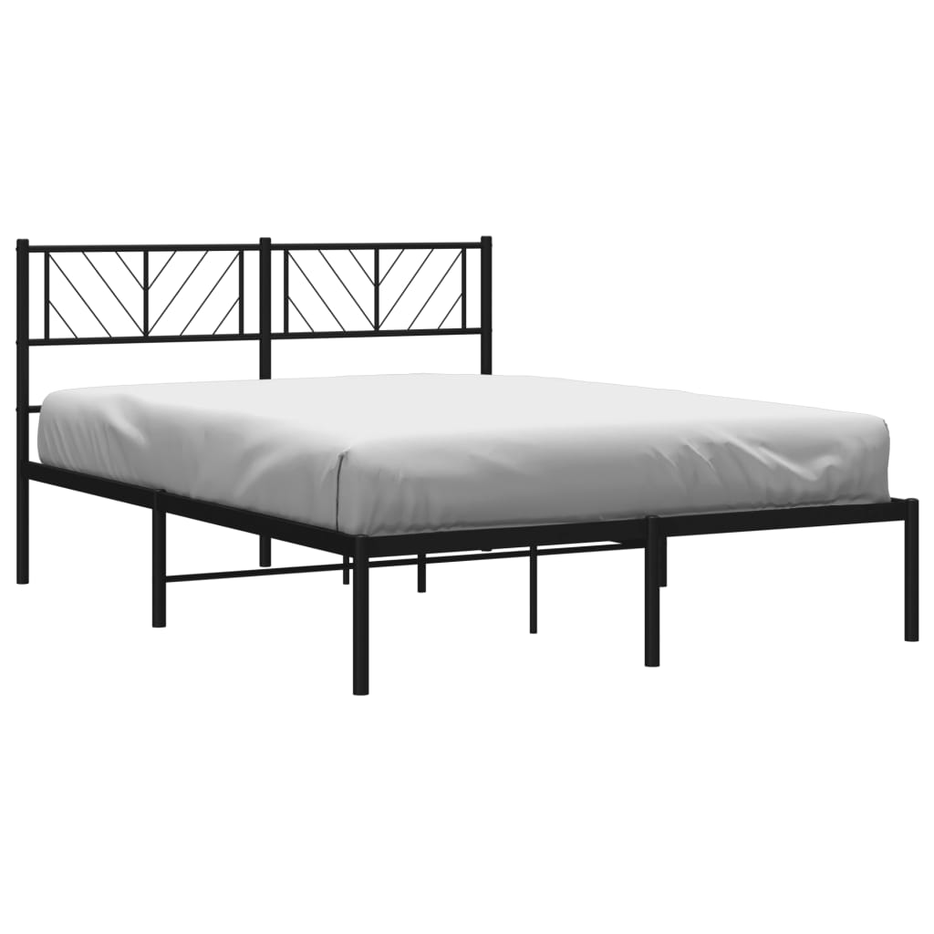 Bed frame with headboard metal black 140x200 cm