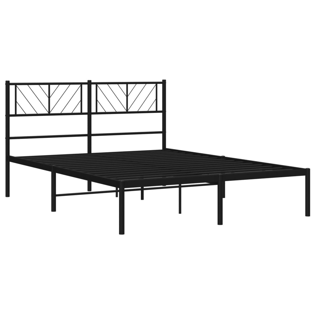 Bed frame with headboard metal black 140x200 cm