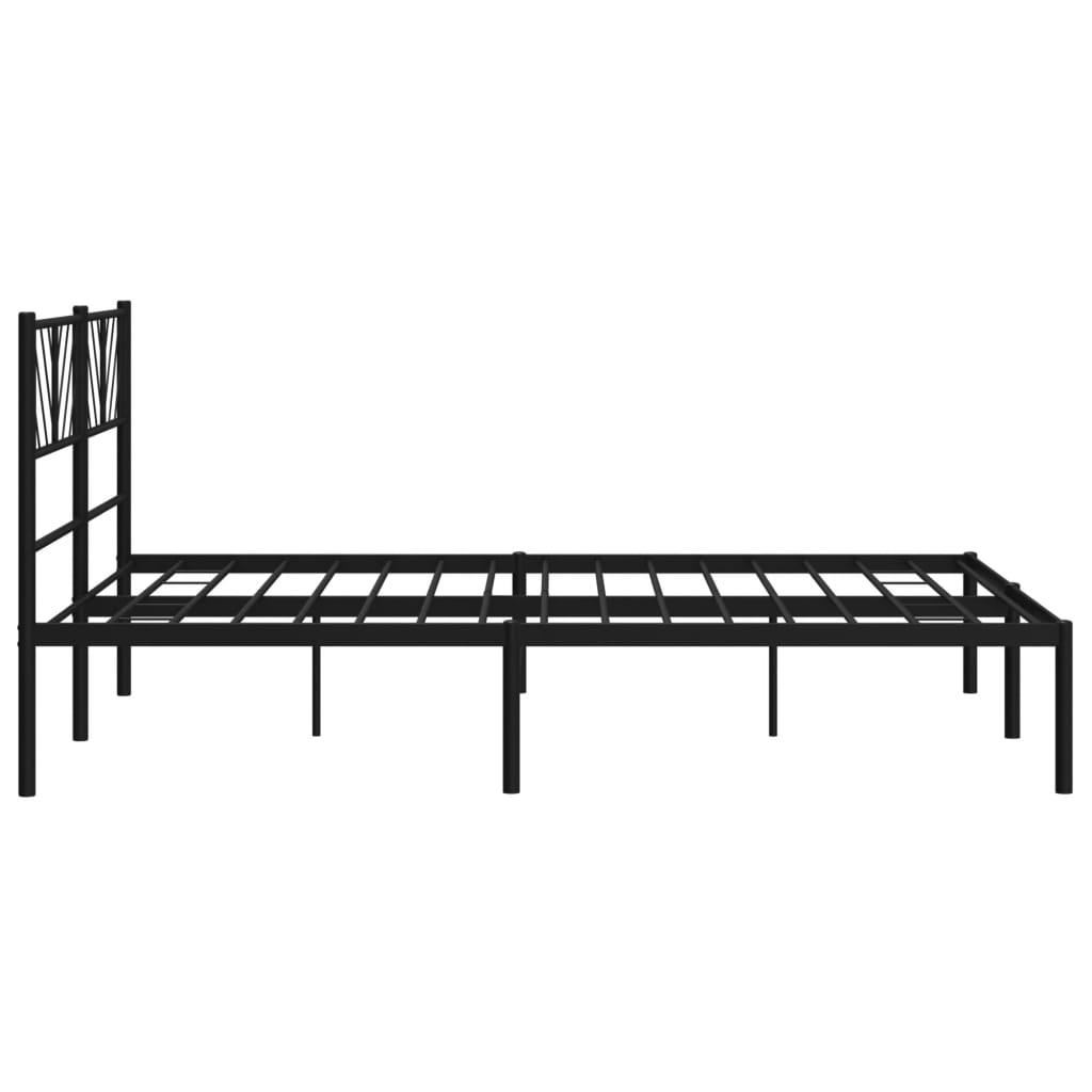Bed frame with headboard metal black 140x200 cm
