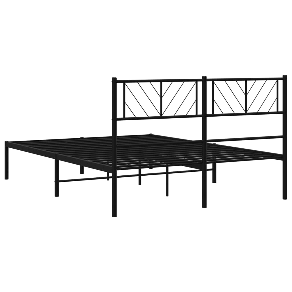 Bed frame with headboard metal black 140x200 cm
