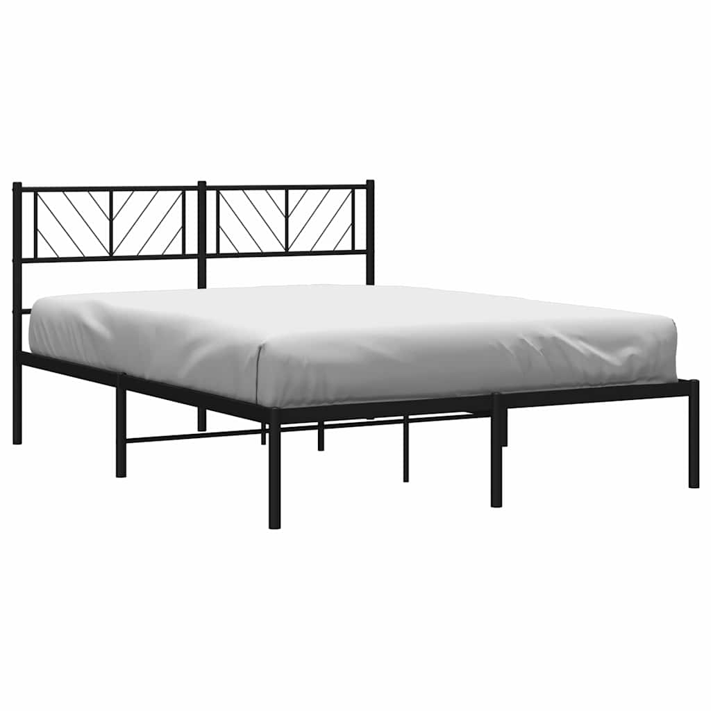 Bettgestell mit Kopfteil Metall Schwarz 150x200 cm