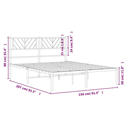 Bettgestell mit Kopfteil Metall Schwarz 150x200 cm