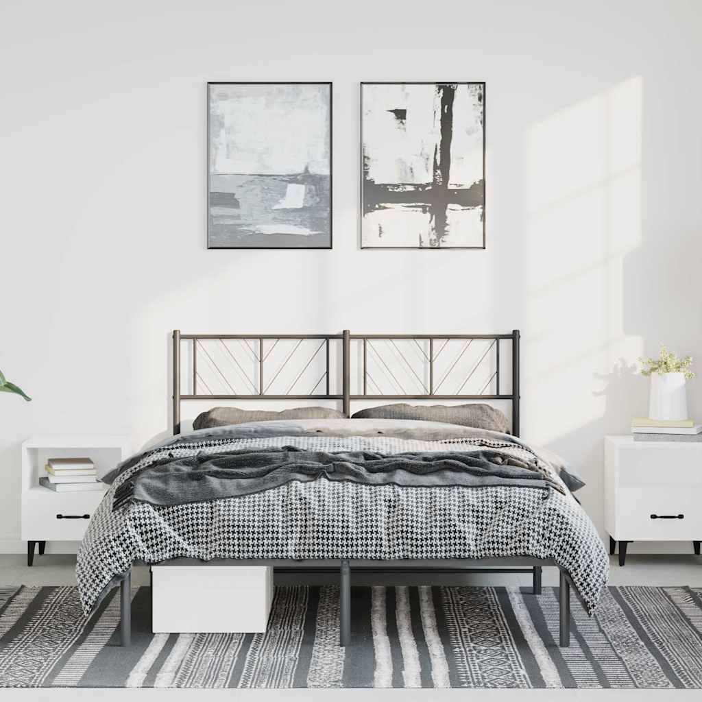 Bettgestell mit Kopfteil Metall Schwarz 150x200 cm