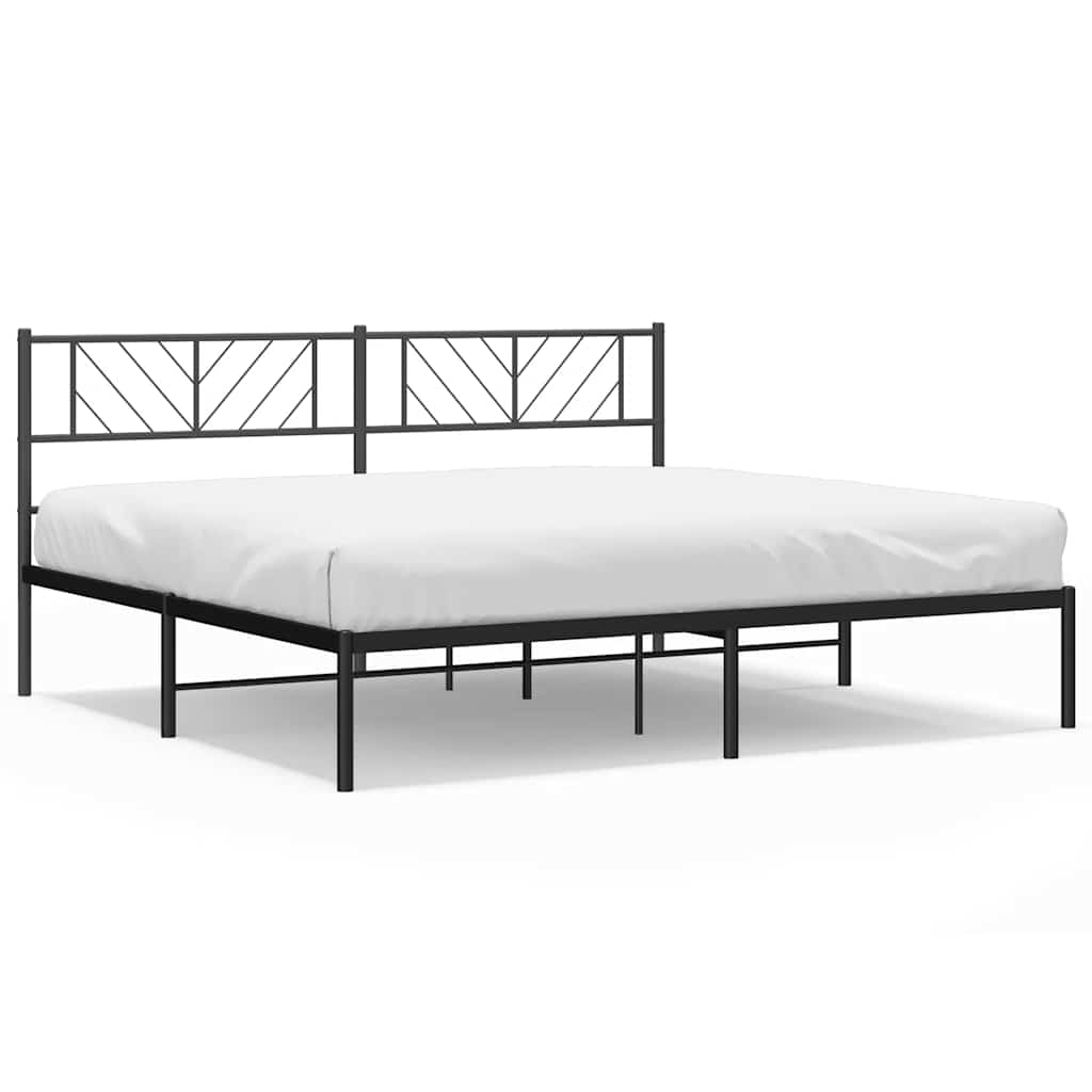 Bed frame with headboard metal black 183x213 cm