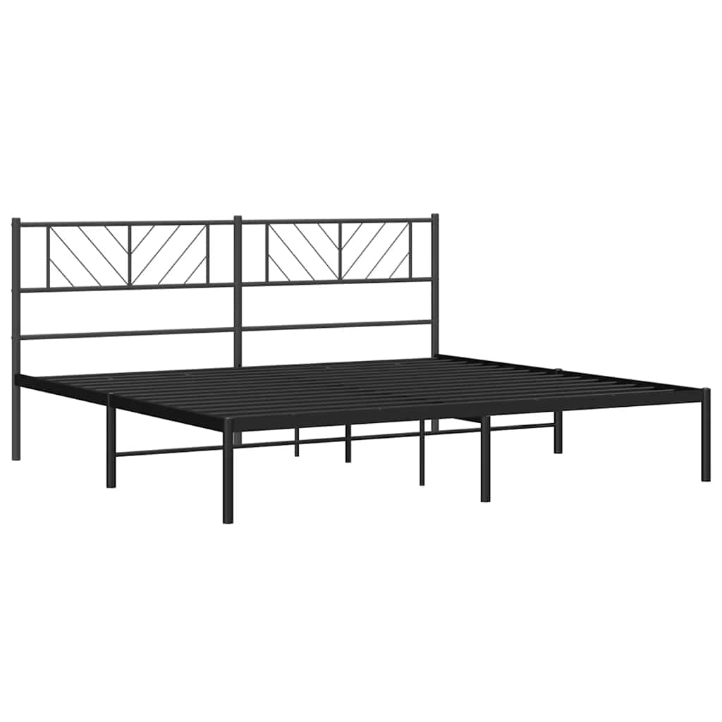 Bed frame with headboard metal black 183x213 cm