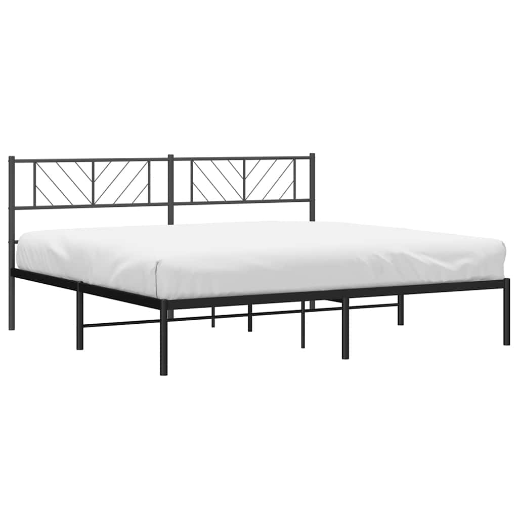 Bed frame with headboard metal black 193x203 cm