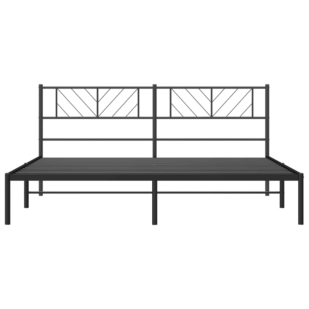 Bed frame with headboard metal black 193x203 cm
