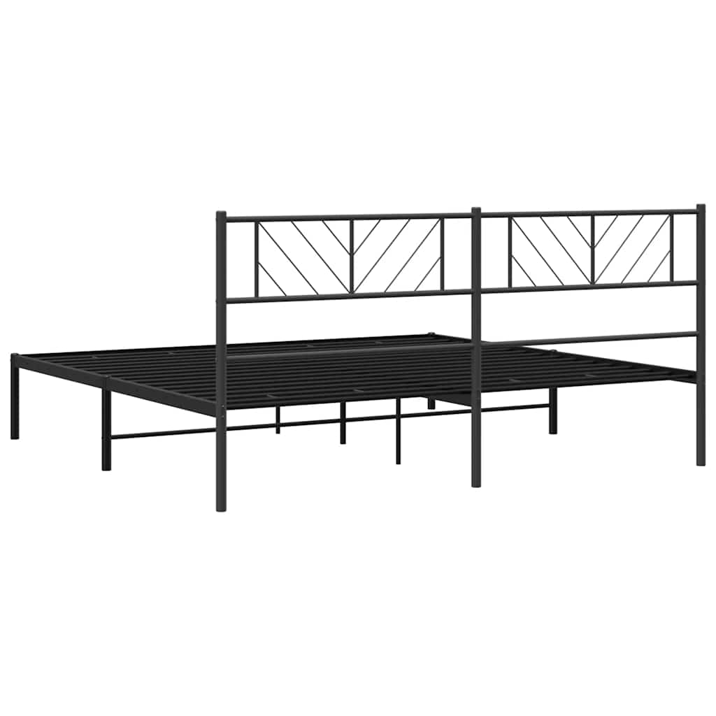 Bed frame with headboard metal black 193x203 cm