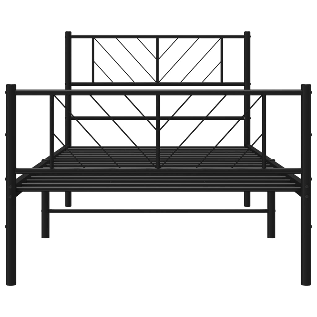 Bed frame with head and footboard metal black 80x200 cm