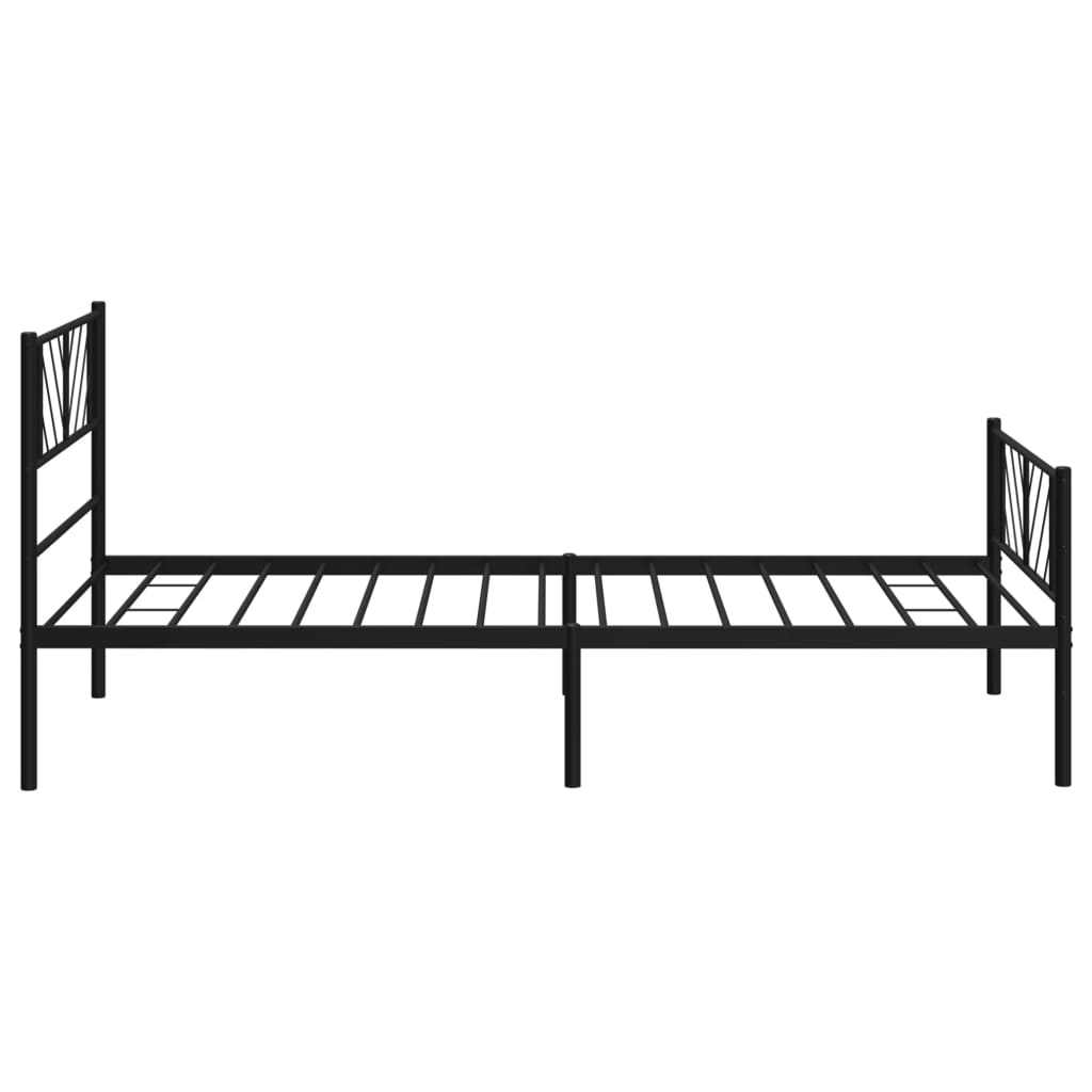 Bed frame with head and footboard metal black 100x200 cm