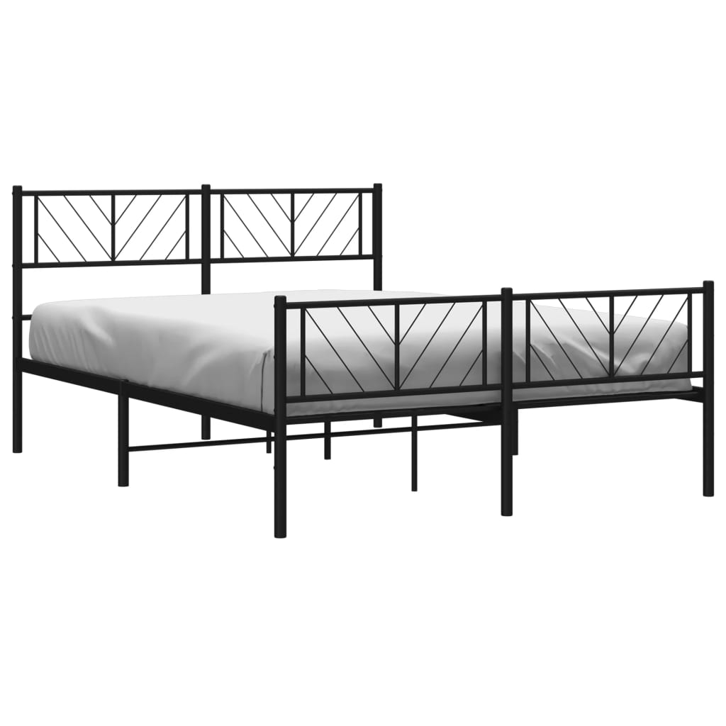 Bed frame with head and footboard metal black 140x200 cm