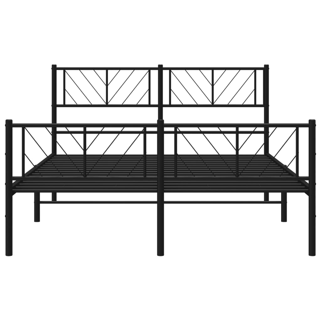 Bed frame with head and footboard metal black 140x200 cm