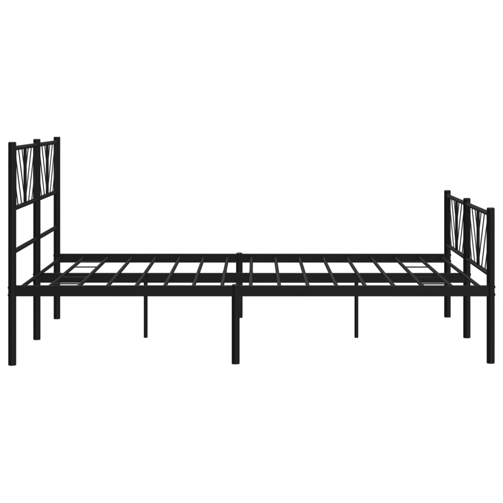 Bed frame with head and footboard metal black 140x200 cm