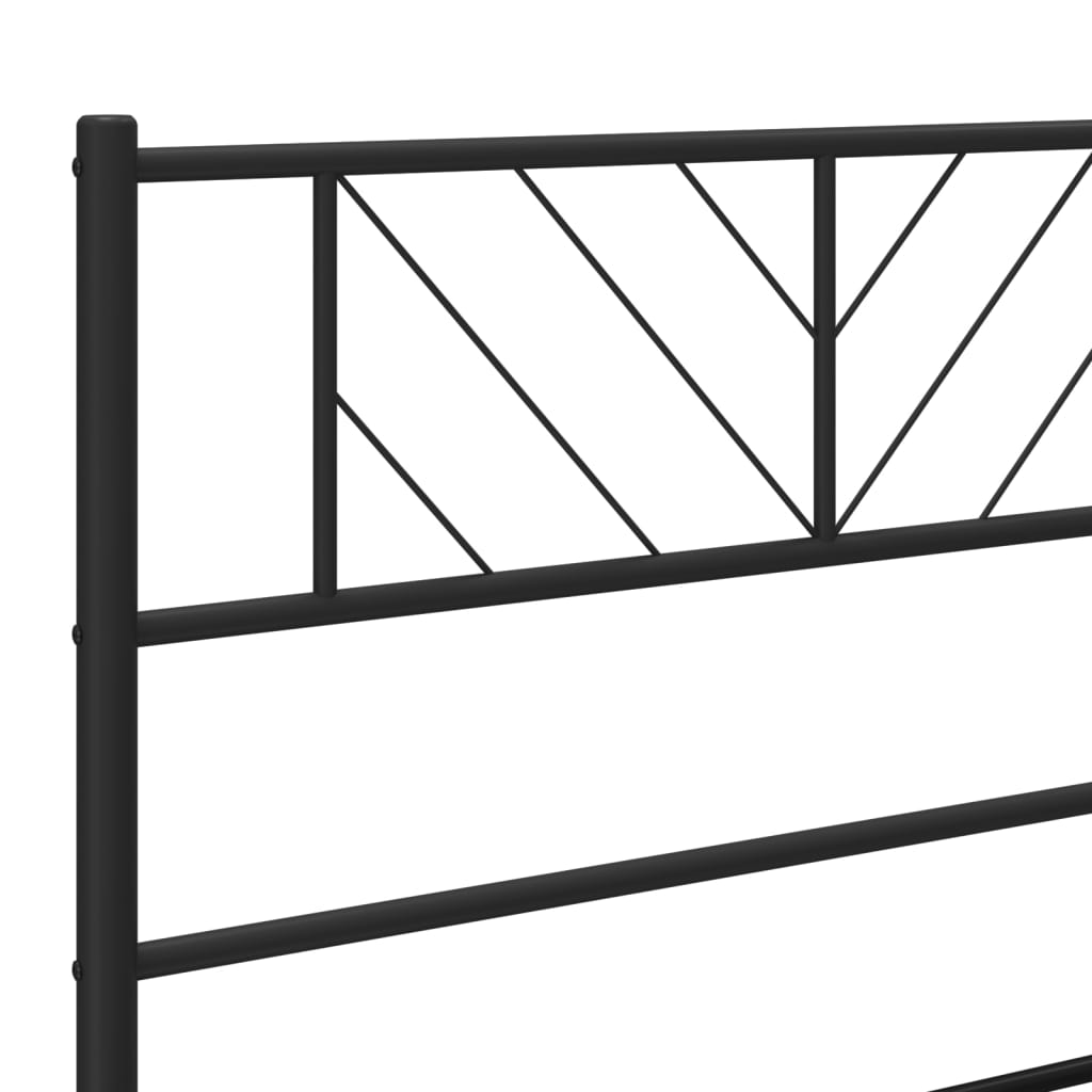 Bed frame with head and footboard metal black 140x200 cm