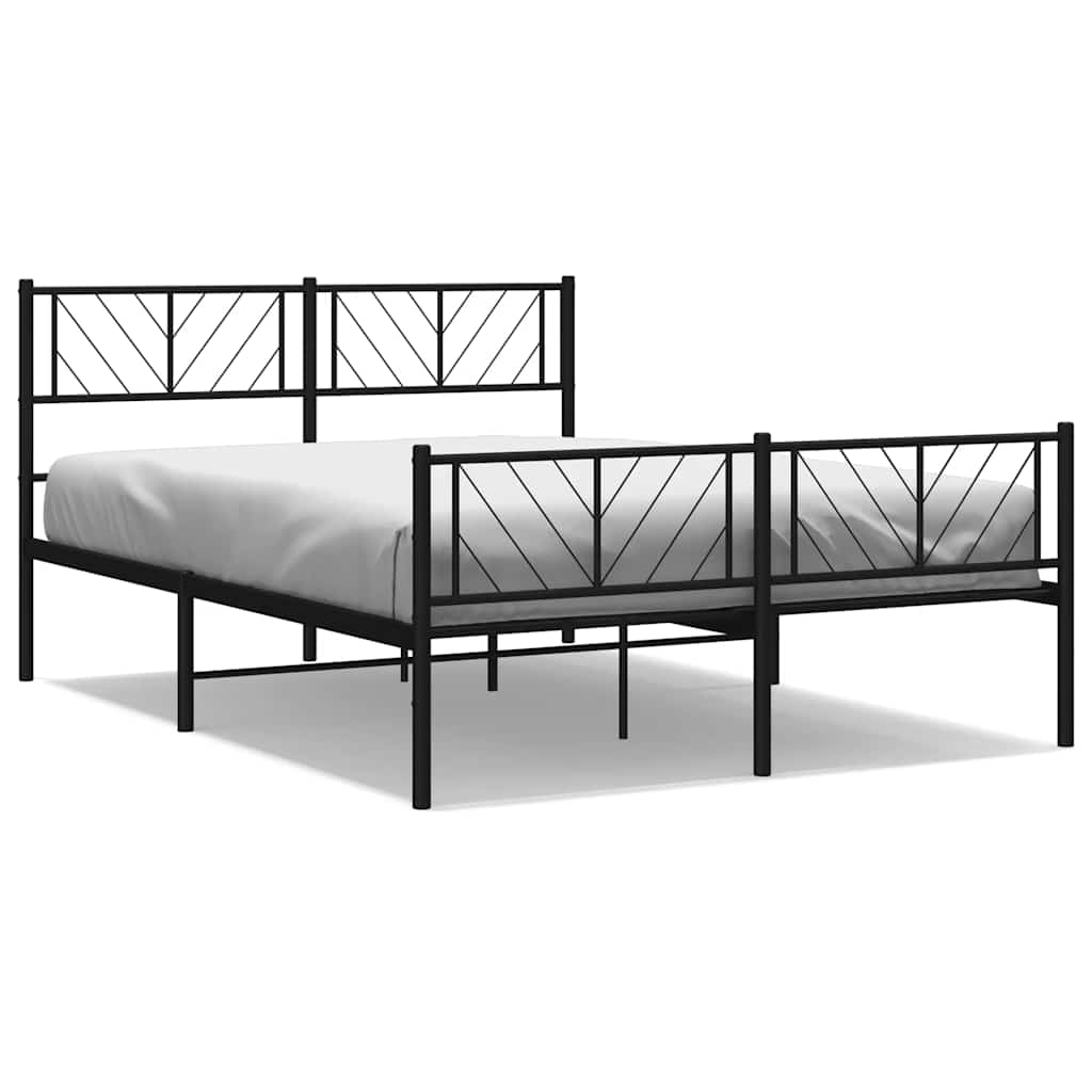 Bed frame with head and footboard metal black 150x200 cm
